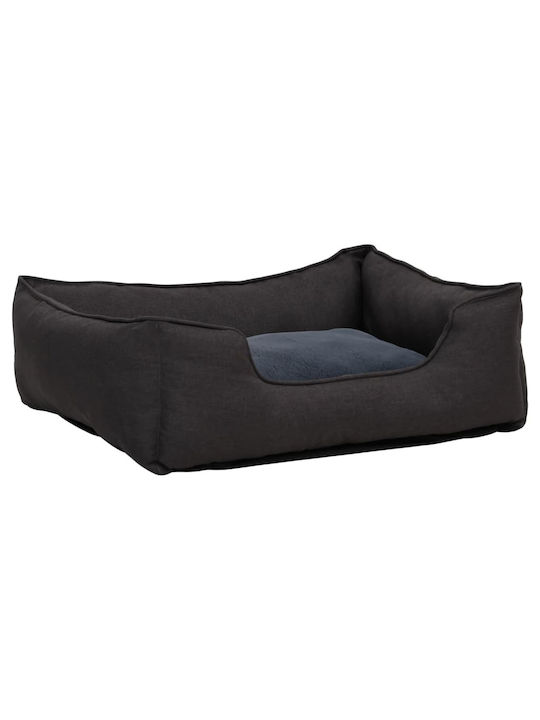 vidaXL Sofa Dog Bed με Όψη Λινού Φλις Σκούρο Γκρι 85.5x70cm