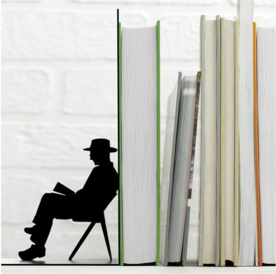 Μεταλλικός Βιβλιοστάτης Man Reading σε Μαύρο Χρώμα 17x10x10εκ. 1τμχ