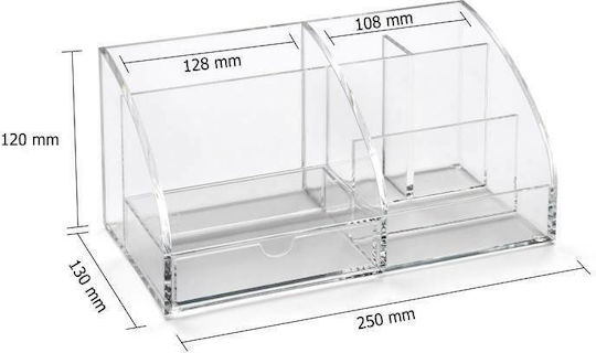 Plastic Desk Organizer in Transparent Color 12x13cm