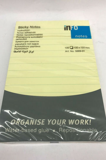 Sticky Note Pads 100 Sheets Yellow 10x15pcs