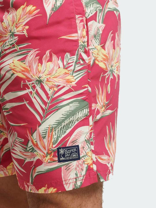Ovin Vintage Hawaiian Men's Swimwear Shorts Red Floral