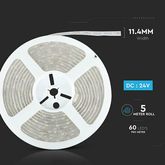 V-TAC Waterproof LED Strip 24V Warm White Light 5m Type SMD5050