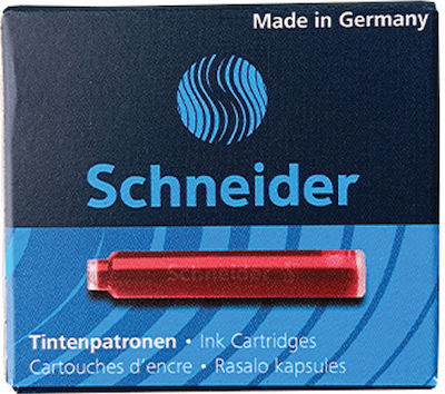 Schneider Ersatz-Tinte für Füller in Rot Farbe 6τμχ 6Stück