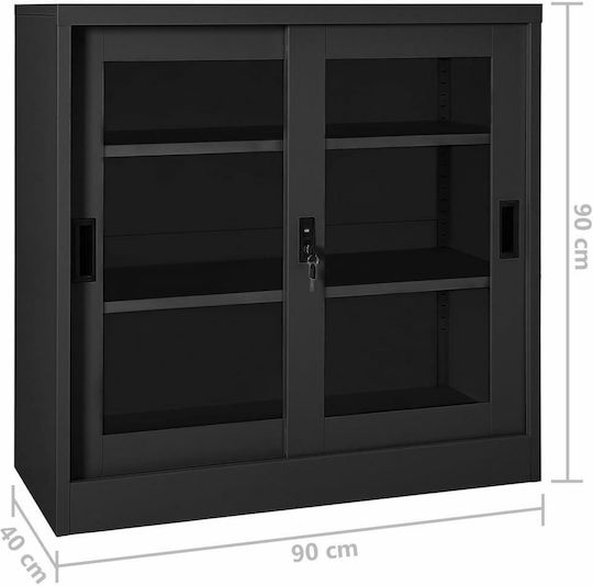 Dulap Dublu-Foi Metalic cu Posibilitate de Blocare cu 2 Rafturi Antracit 90x40x113 cm