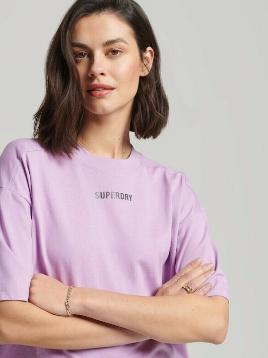 D1 Code Tech Os Boxy Tshirt Γυναικείο Αθλητικό Oversized T-shirt Λιλά