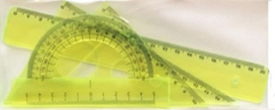 Metron Σετ Γεωμετρικά Όργανα Πλαστικό Διάφανο 20cm (Διάφορα Χρώματα)