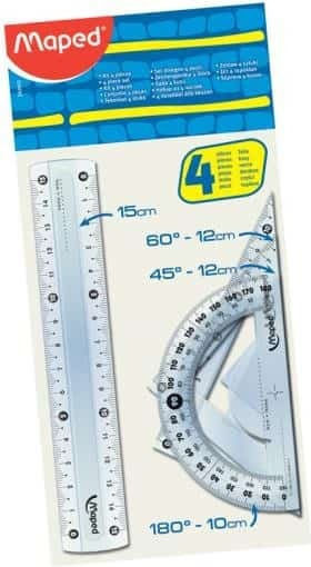 Maped Set of 4 Geometric Instruments Plastic Transparent Cristal