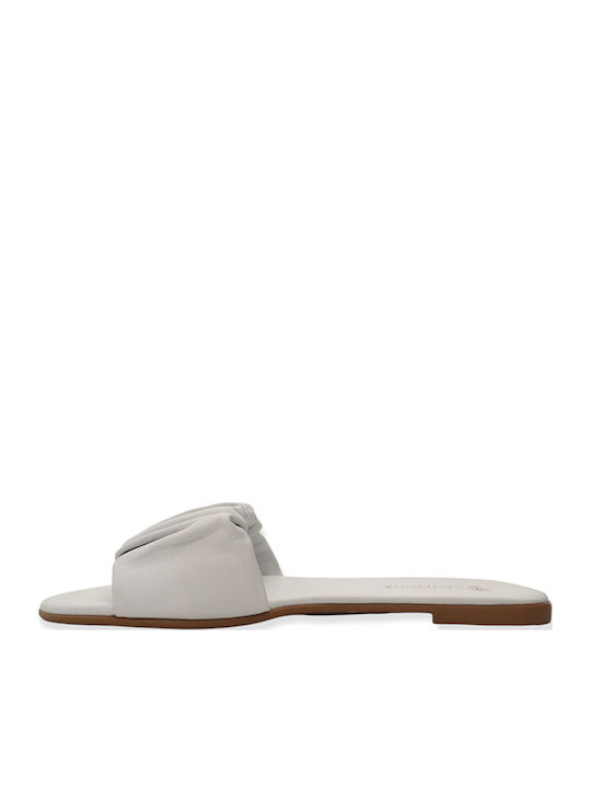 Leather Women's Flat Sandals in White Color