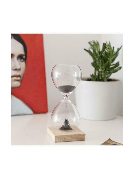 Kikkerland Decorative Office Hourglass Made of Glass 16.5x7x7cm in Black Colour (Miscellaneous Designs)