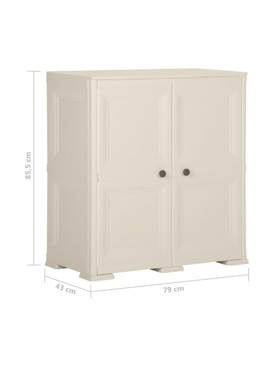 Zweiflügeliger Schrank Kunststoff mit Trennwand & 2 Regale Cream 79x43x85.5cm