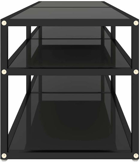 Stand TV Din Metal Și Sticlă Negru L140xA40xÎ40,5cm