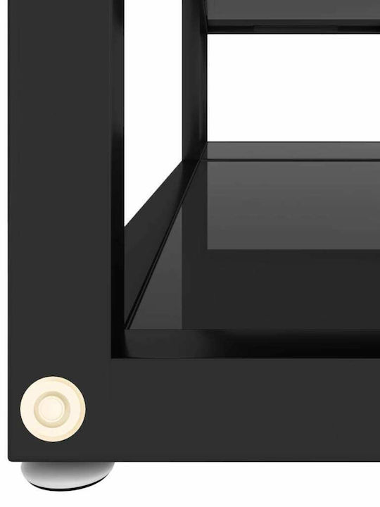 Stand TV Din Metal Și Sticlă Negru L140xA40xÎ40,5cm