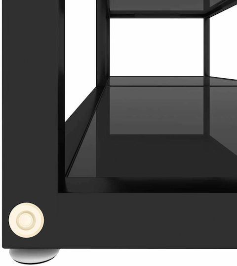 Stand TV Din Metal Și Sticlă Negru L140xA40xÎ40,5cm