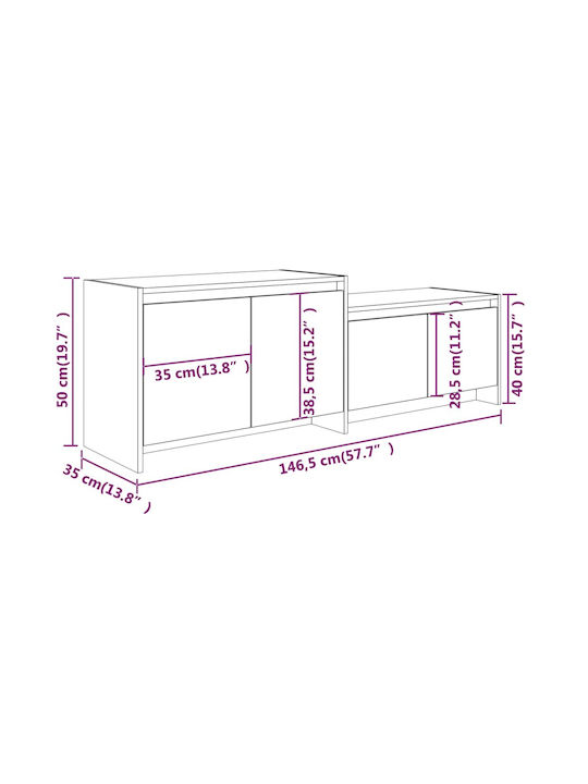 TV-Möbel Hölzernes Grey L146.5xB35xH50cm