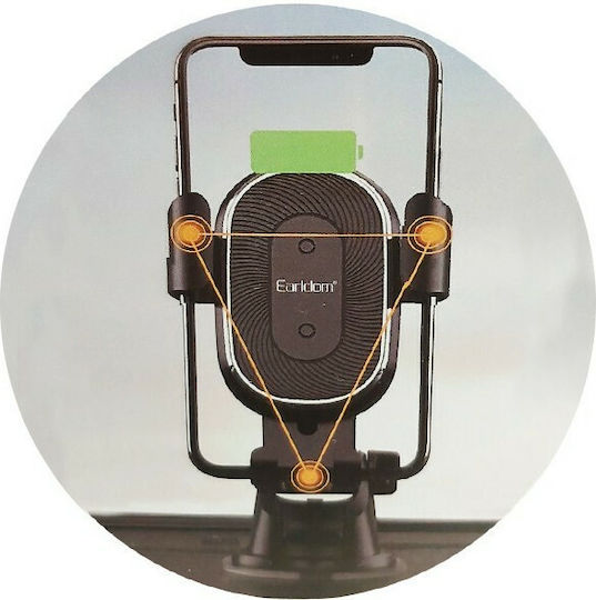 Earldom Car Mobile Mount with Adjustable Hooks and Wireless Charging Black
