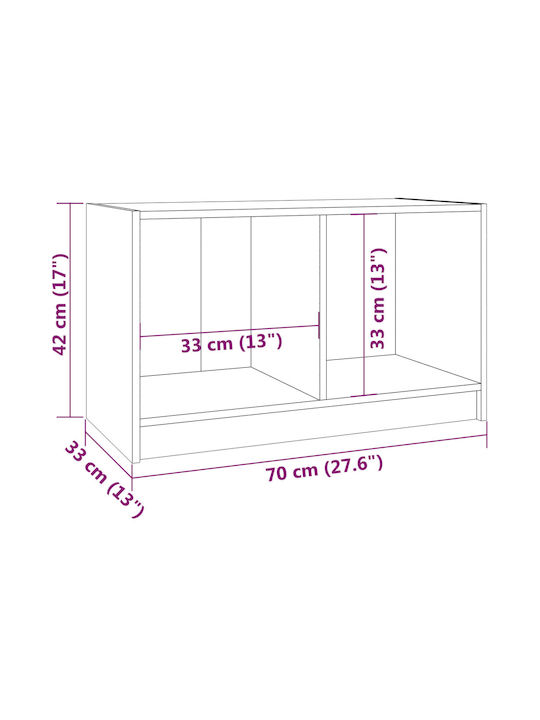 TV Stand from Solid Wood Black Velvet-Black Metal L70xW33xH42cm