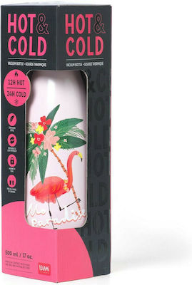 Legami Milano Hot&Cold Reciclabil Sticlă Termos Oțel inoxidabil Fără BPA Flamingo 500ml cu Grip SSB0015