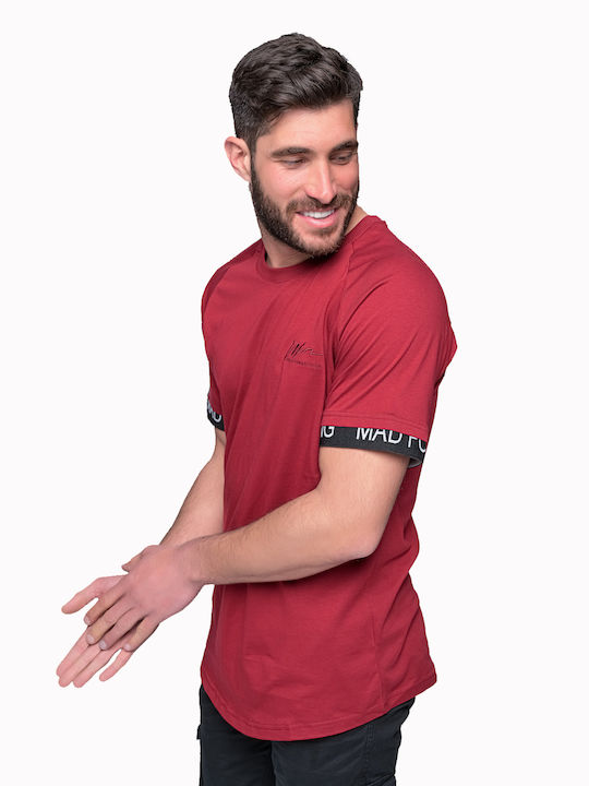 madmext Herren T-Shirt Kurzarm Burgundisch