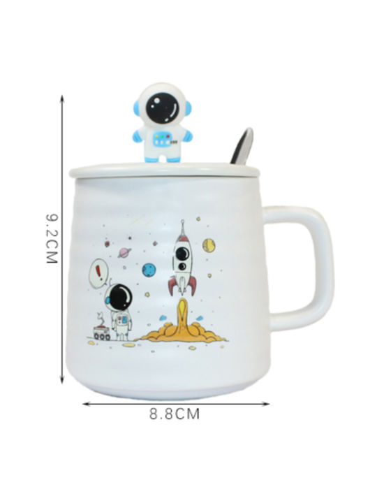 Space Walk Tasse Keramik mit Deckel Weiß 1Stück