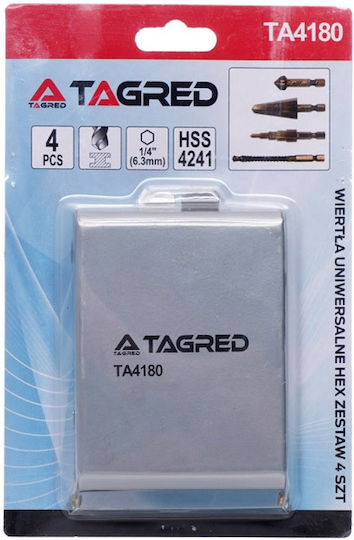 Tagred Set 4 Burghie Conice HSS cu Tija Hexagonală pentru Metal