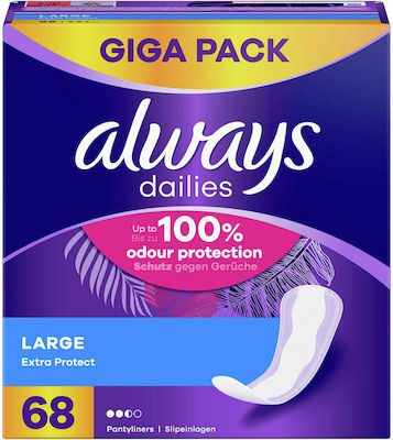 Always Dailies Extra Protect Large Сервиетки за Нормален поток 2.5 Капки 44бр & 24бр