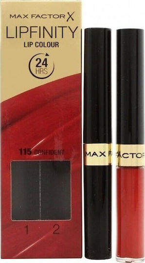 Max Factor Lipfinity Lip Colour Long Lasting Liquid Lipstick Sheer 115 Confident 4.2gr