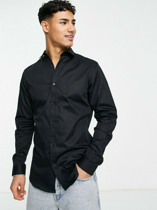 Long-sleeved Cotton Shirt Black