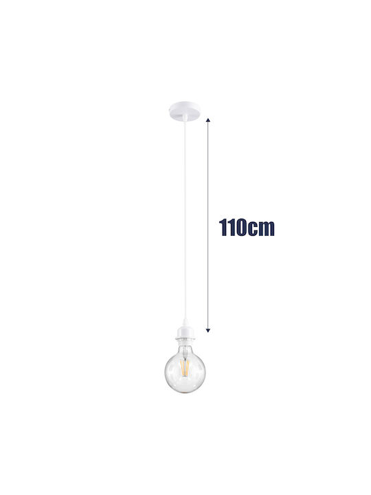 GloboStar Hanna Pendant Light White with Rope for Socket E27 5x18x110cm