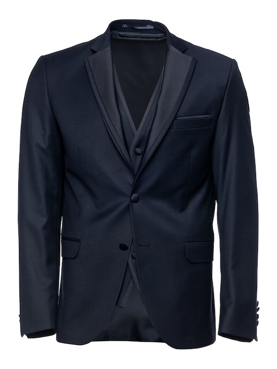 Men's Winter Suit with Vest Navy Blue