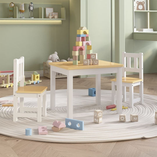 Kids Table and Chairs Set made of Wood White vidaXL Kids Table and Chairs Set made of Wood White vidaXL