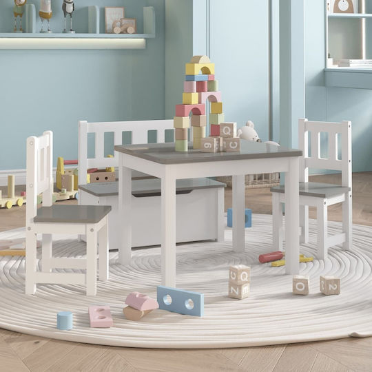 Kids Table and Chairs Set made of Wood White vidaXL Kids Table and Chairs Set made of Wood White vidaXL