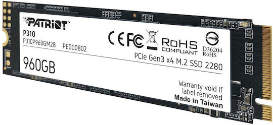 Patriot P310 SSD 960ГБ M.2 NVMe PCI Express 3.0