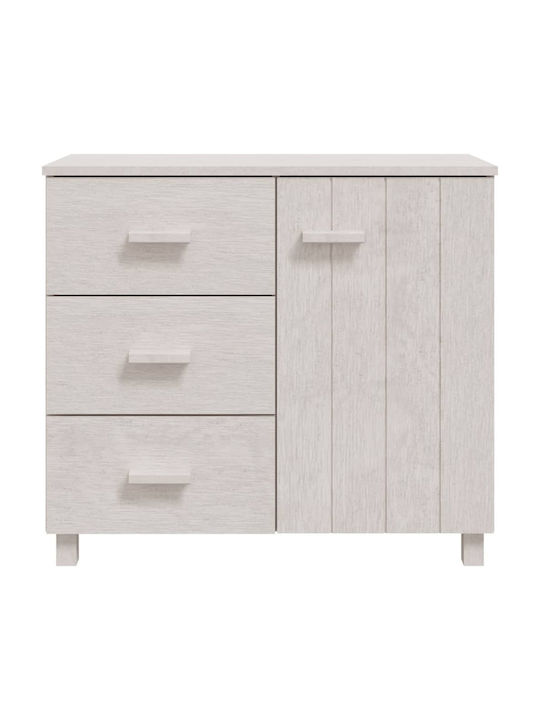 Bufet din Lemn cu Sertare Alb 90x40x80cm