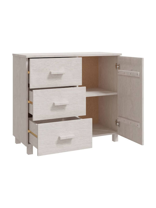 Bufet din Lemn cu Sertare Alb 90x40x80cm