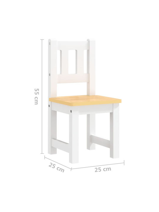 Kids Table Set with Chairs made of Wood White vidaXL