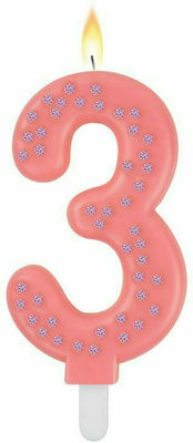 Legami Milano Birthday Candle Number "3" in Pink Color NUC0004