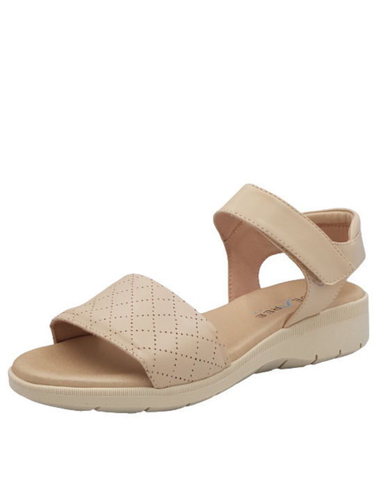 Desiree Shoes Anatomic Women's Leather Ankle Strap Platforms Beige