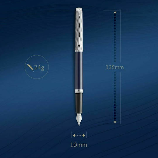 Waterman Special Edition Deluxe Hemisphere Πένα Γραφής Fine Μπλε από Ατσάλι