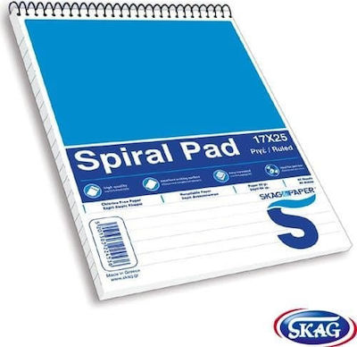 Skag Notebook Block Spiral 80 Sheets B5 Ruled Blue