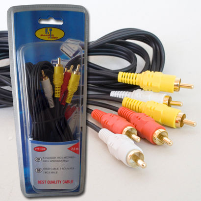 FT Electronics Cable 3x RCA male - 3x RCA male 2.5m (FTT1-018)
