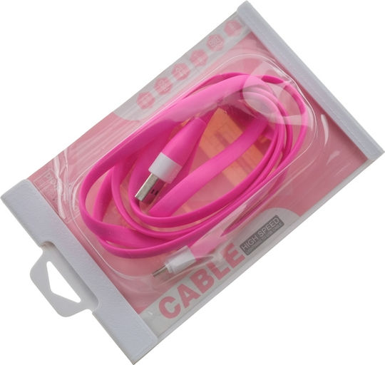 Flach USB 2.0 auf Micro-USB-Kabel Fuchsie 1.2m (1018.025) 1Stück