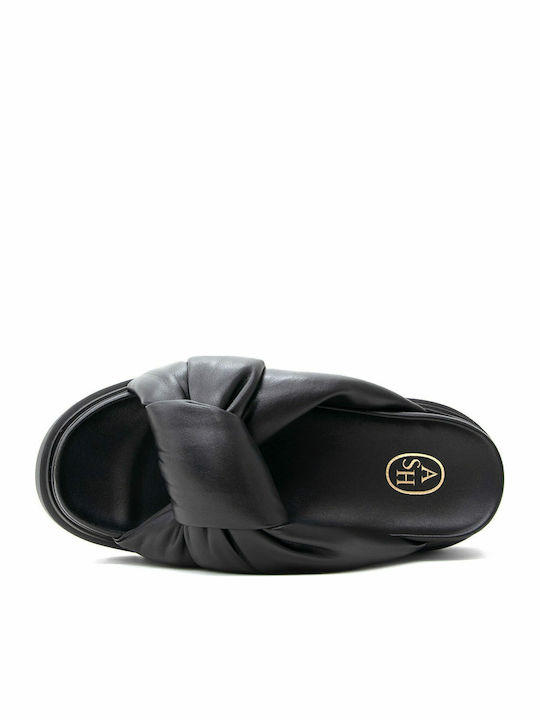 Combo Leather Women's Flat Sandals Black