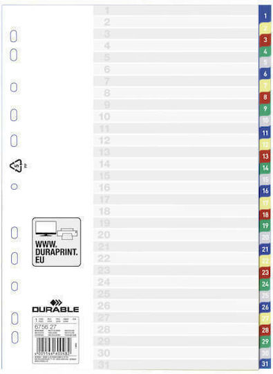 Durable Indexuri de Plastic pentru Documente A4 cu Găuri 31buc