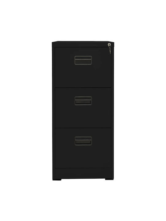 Office Storage Metal Drawer with Lock & 3 Drawers Black L46xW62xH102.5cm