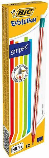 BIC Evolution Stripes Μολύβι HB με Γόμα (Διάφορα Χρώματα)