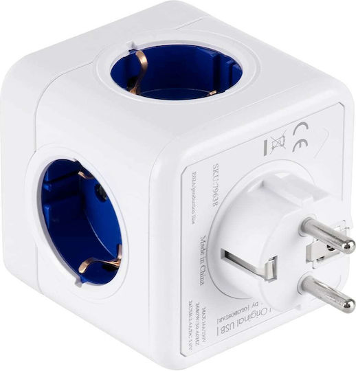 GloboStar PowerCube with Surge Protection 4 Positions with 2 USB-A