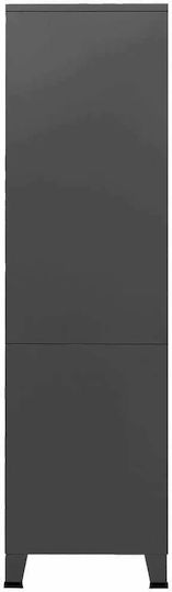 Dulap cu două uși Metal cu Separator & 2 Rafturi Charcoal 90x50x180cm