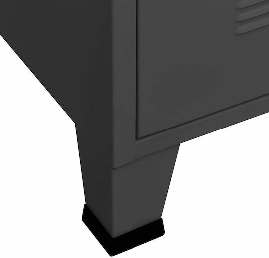 Dulap cu două uși Metal cu Separator & 2 Rafturi Charcoal 90x50x180cm