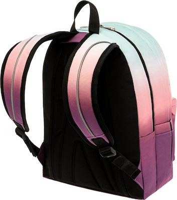 Polo Double Scarf Σχολική Τσάντα Πλάτης Γυμνασίου - Λυκείου Lilaq/Pink/Aqua Gradient Μ31 x Π20 x Υ41εκ