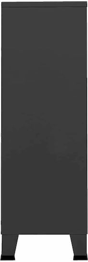 Double Door Wardrobe Metallic with Divider & 2 Shelves Charcoal 67x35x107cm